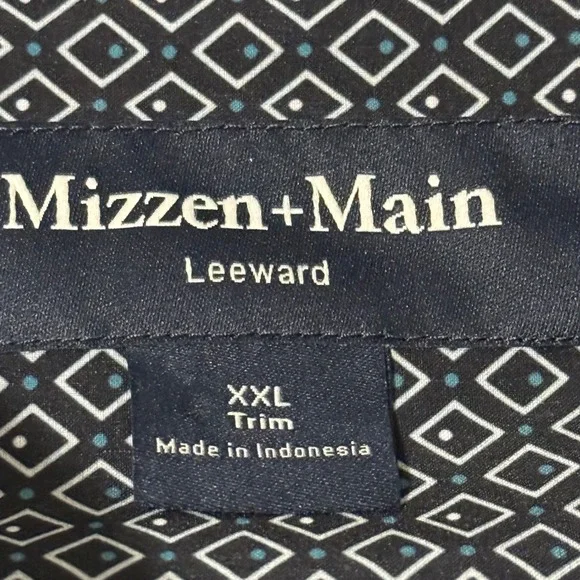 Mizzen Main Leeward XXL Trim Navy Diamond Print Dress Shirt Men